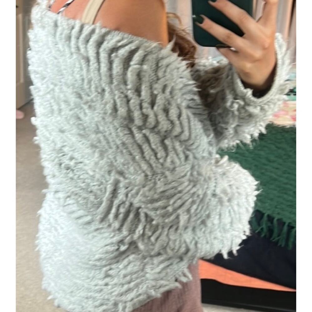 SCOOP WYELASH RIBBONED KNIT CARDIGAN SILVER SIZE L - Picture 3 of 7